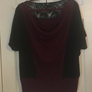 Cowl Neck, Lace Back Blouse